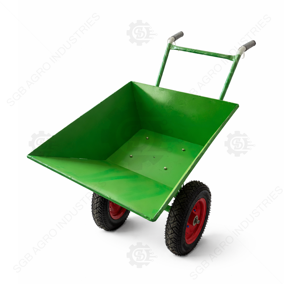 sgb-wheel-barrow-zero-maintenance-heavy-duty.jpg SGB Agro 120 litre farm wheelbarrow with large container double coat spray paint suitable for Indian agriculture